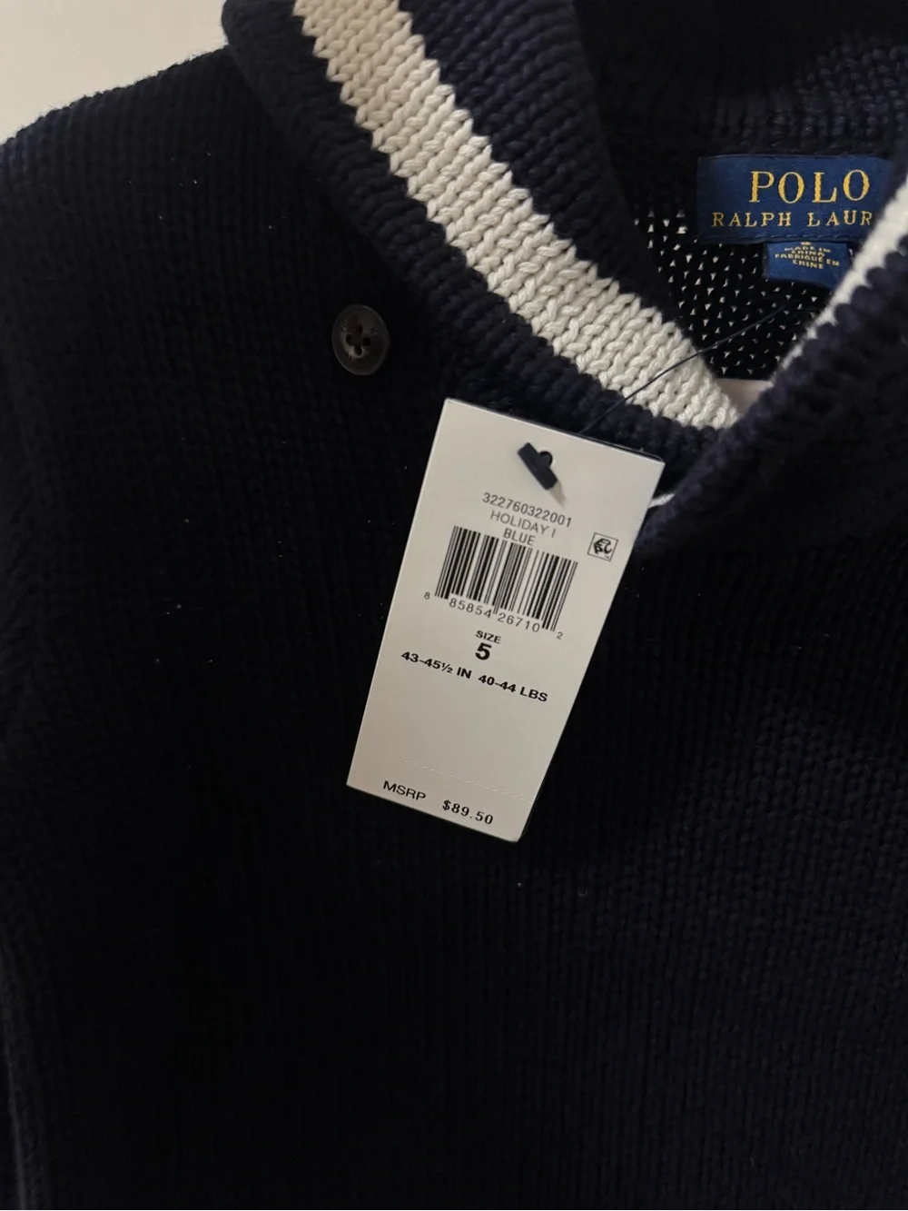 Ralph Lauren Navy Sweater with Royal Blue Stripes